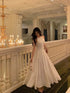 A-line Chiffon White Halter Long Party Dress, White Chiffon Wedding Party Dress